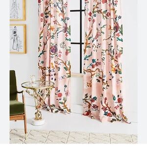 Anthropologie Cecilia Pink Floral Curtains
